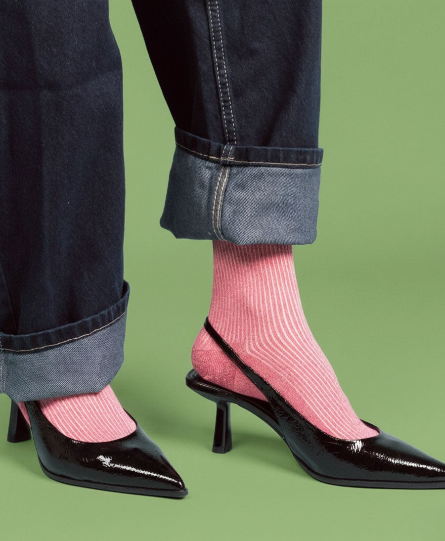 Glitzer Socken Lyocell - Beerenrot
