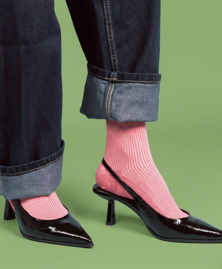 Glitzer Socken Lyocell - Beerenrot