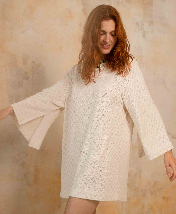 Häkelkleid - Mini Crochet Dress - Ecru
