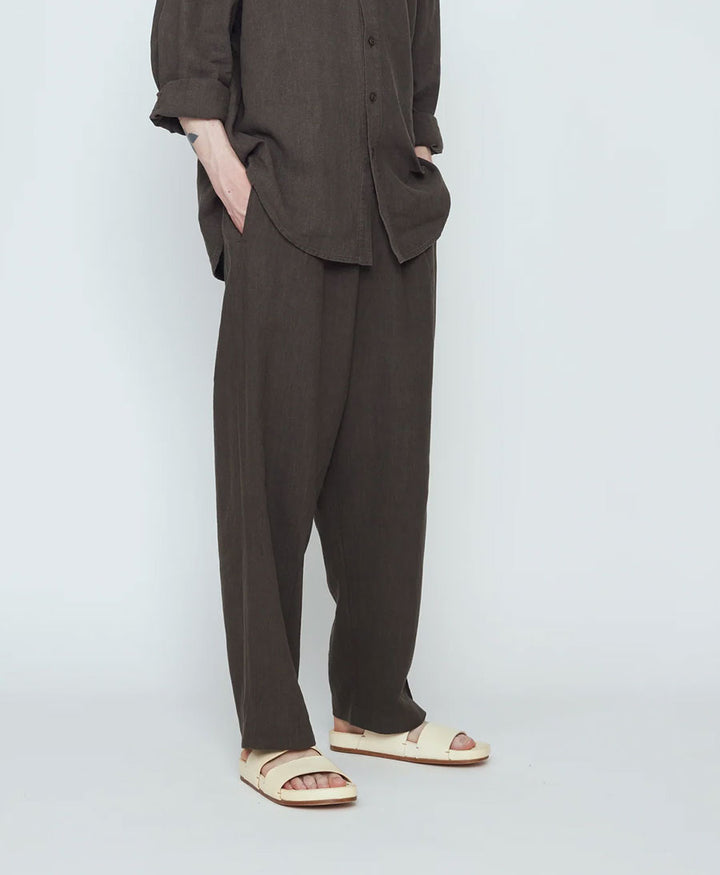 Stoffhose Elastic Dropped Crotch Trouser - Olivgrau