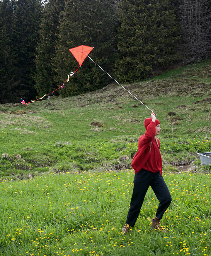 Leichter Strick-Wickelcardigan VEGA - Pomegranate