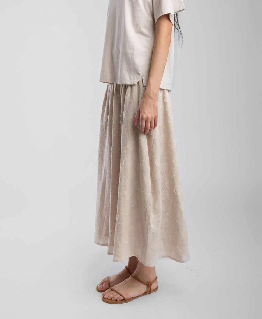 Jupe / Rock Shirred Skirt - Pearl