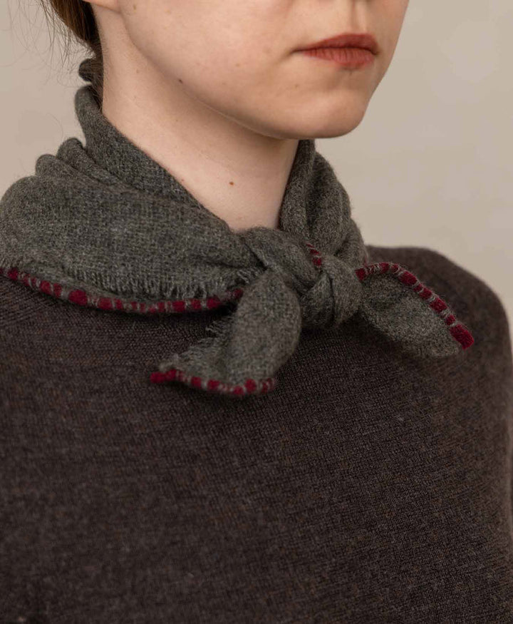 Mini Kaschmirfoulard Noma - Dunkelgrün-Grau
