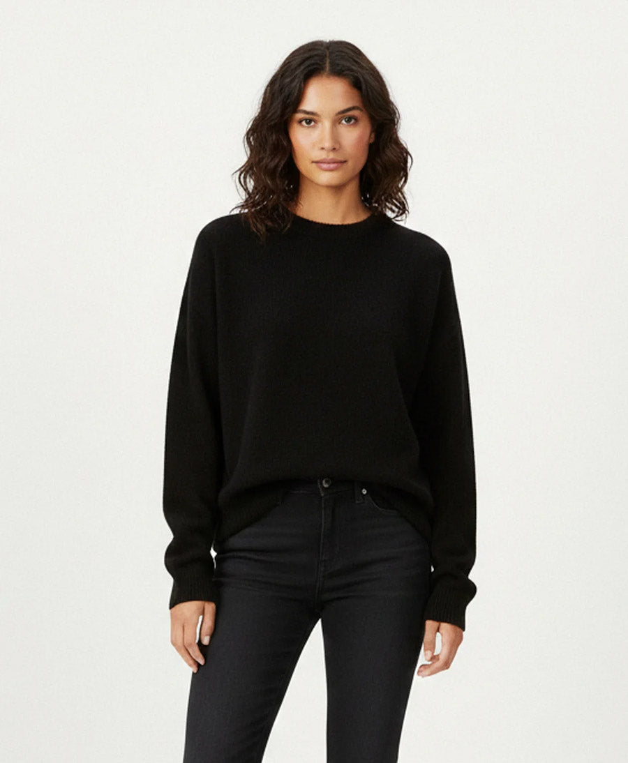 Strickpullover - Crewneck Sweater - Kaschmir/Seide - Schwarz