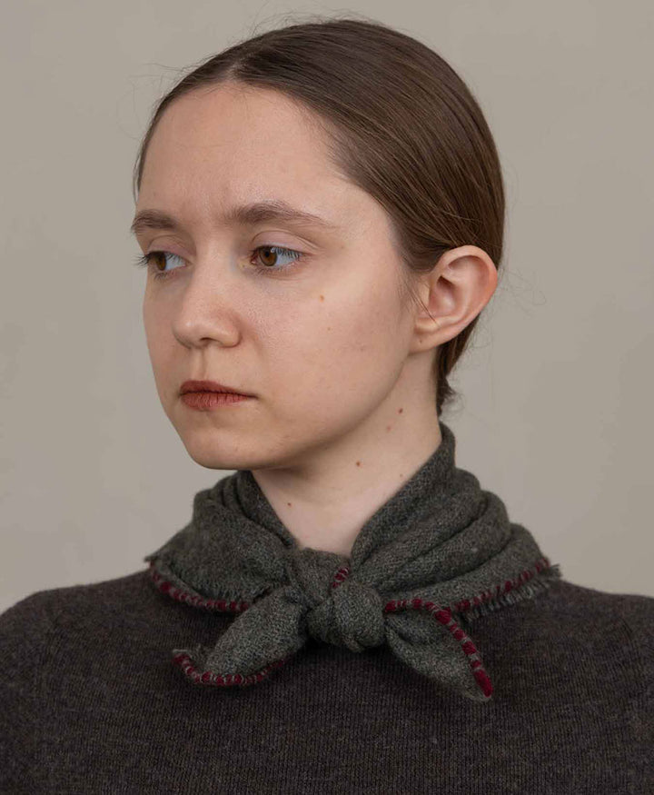 Mini Kaschmirfoulard Noma - Dunkelgrün-Grau