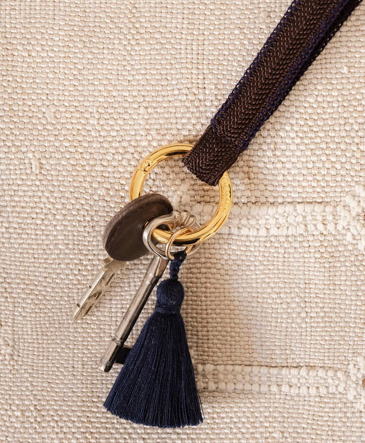 Kurzes Schlüsselband Loop mit Messing Schlüsselring - Mocca