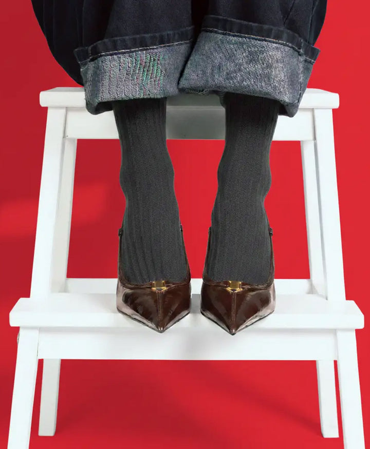 Socken Bio-Baumwolle - Rippenmuster - Anthrazit