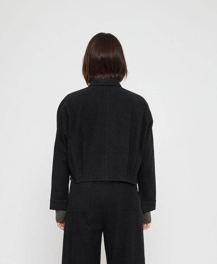 Hemdbluse Signature 3/4 Cropped Shirt Jacket Brushed Edition - Schwarz