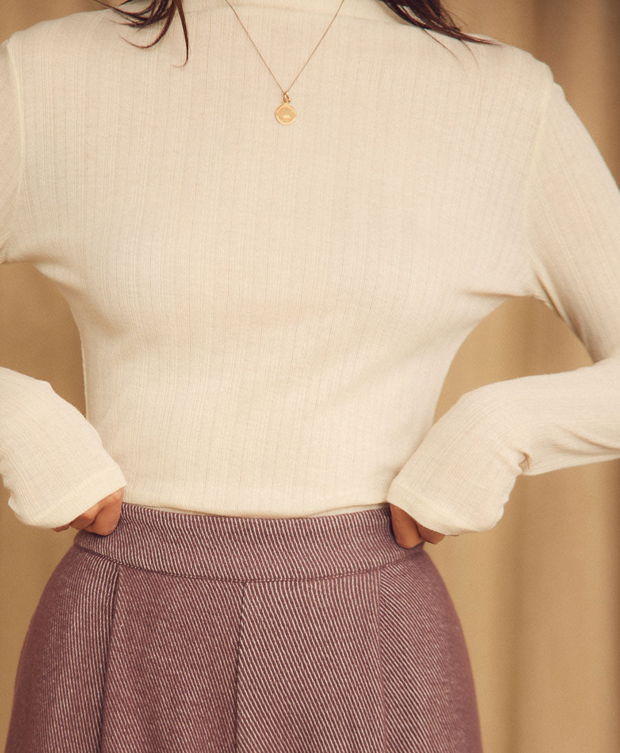 Rib Top / Oberteil - Ecru