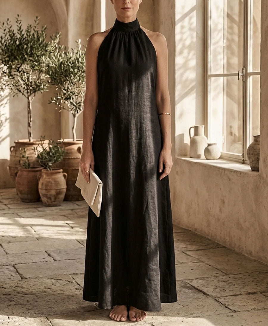 Langes Kleid Maxi Dress aus Bio-Baumwolle - Schwarz