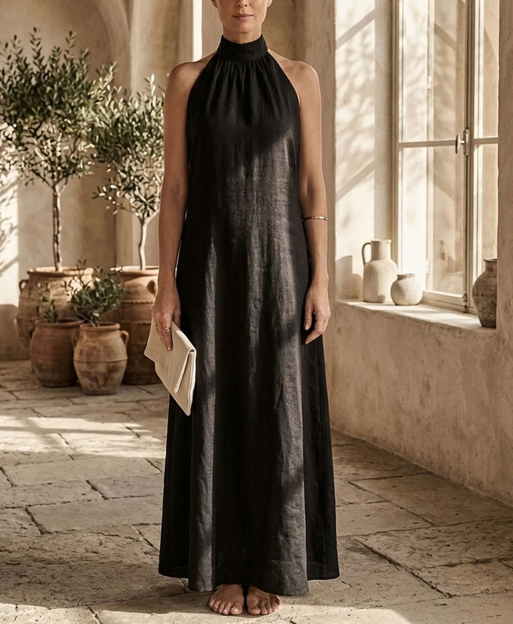 Langes Kleid Maxi Dress aus Bio-Baumwolle - Schwarz