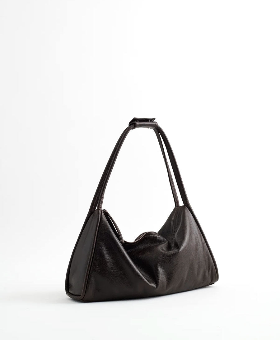 Schultertasche LAZARO - Leder, Dunkelbraun (Used-Look)