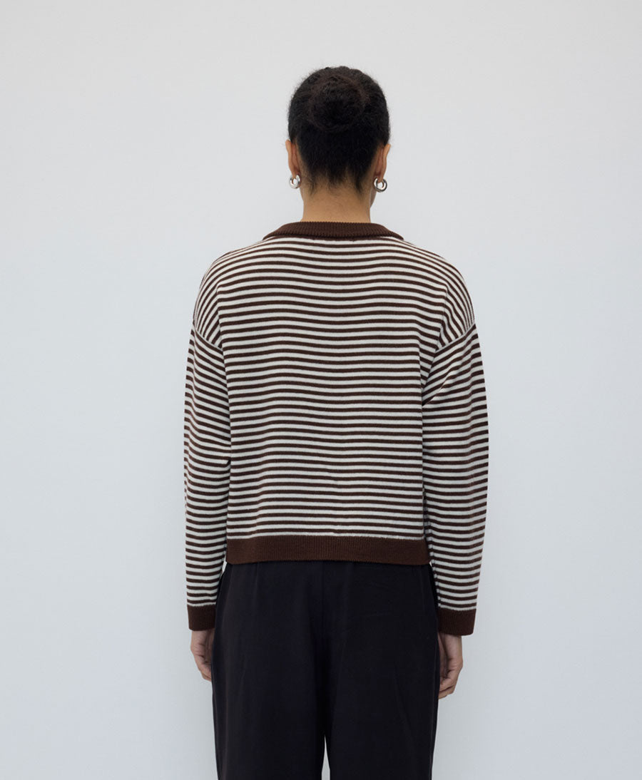 Strickjacke / Cardigan LYNN - Braun Gestreift
