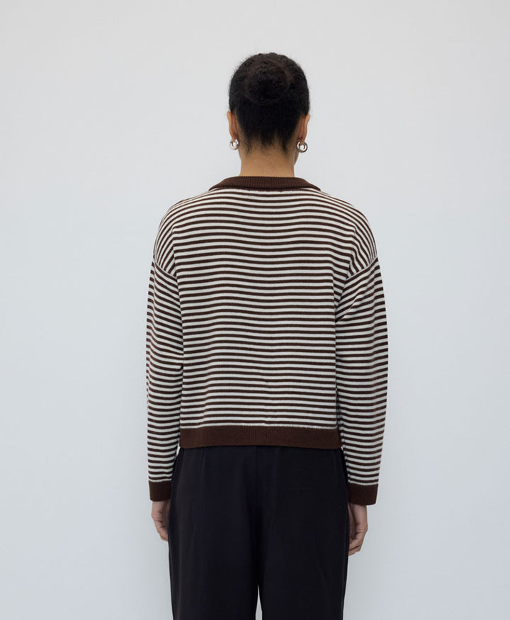 Strickjacke / Cardigan LYNN - Braun Gestreift