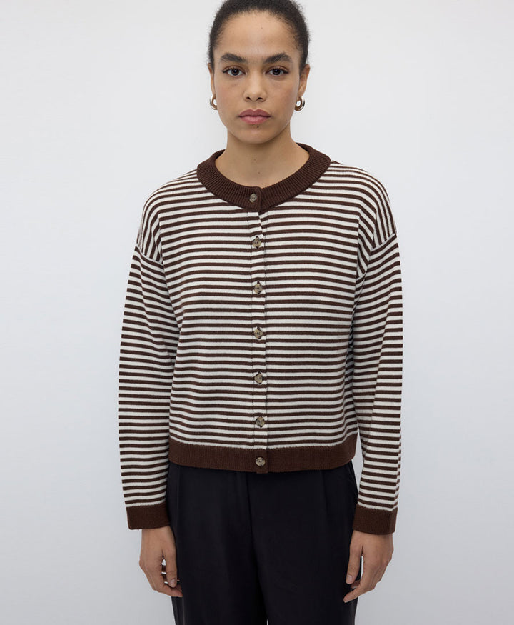 Strickjacke / Cardigan LYNN - Braun Gestreift