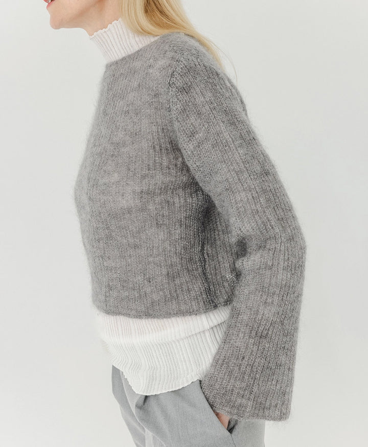 Kurzer Cardigan aus leichtem Strick - Grau