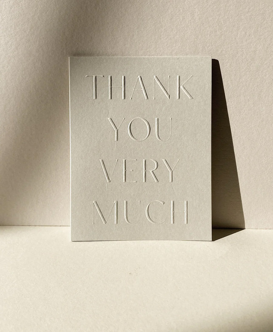 Geprägte Karte mit Couvert "THANK YOU VERY MUCH" Grau