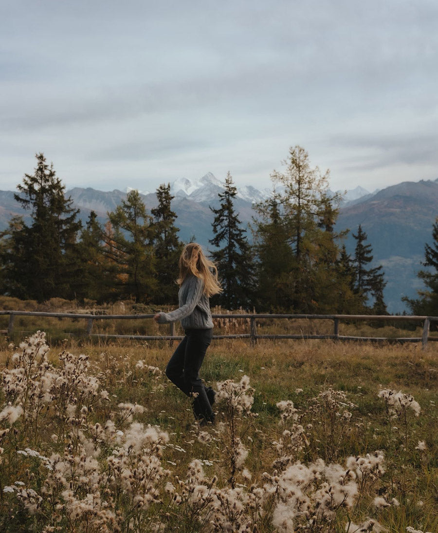 Strickpullover - Cable Knit Sweater - Kaschmir - Grau