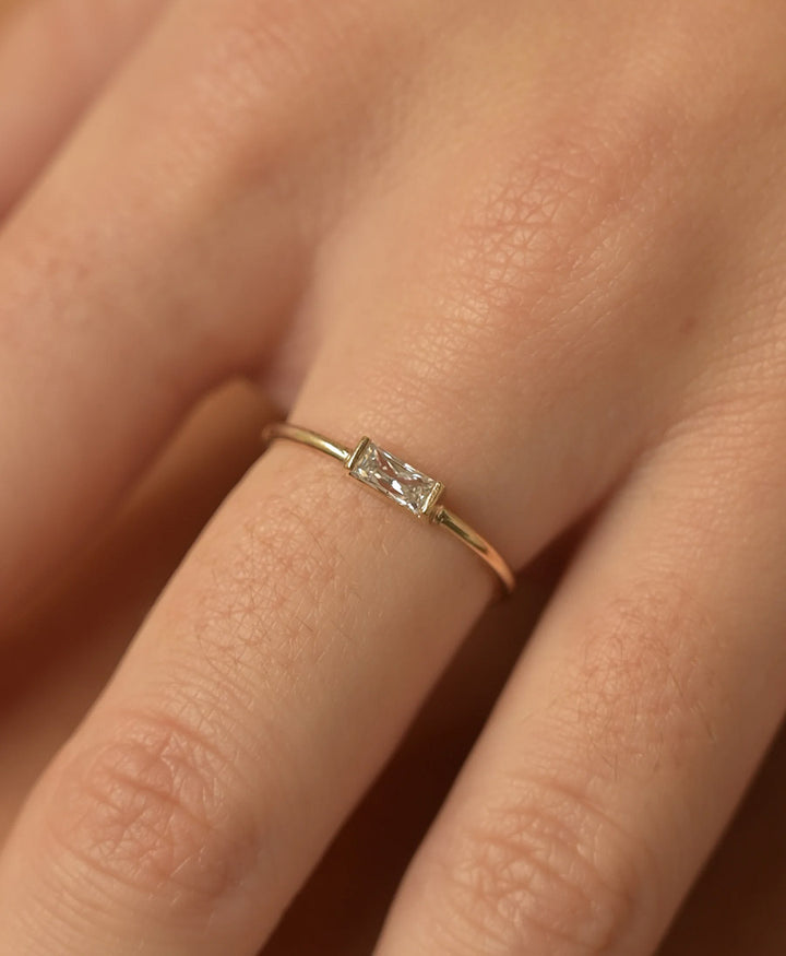Fingerring Gold "Rectangle Gemstone Ring"