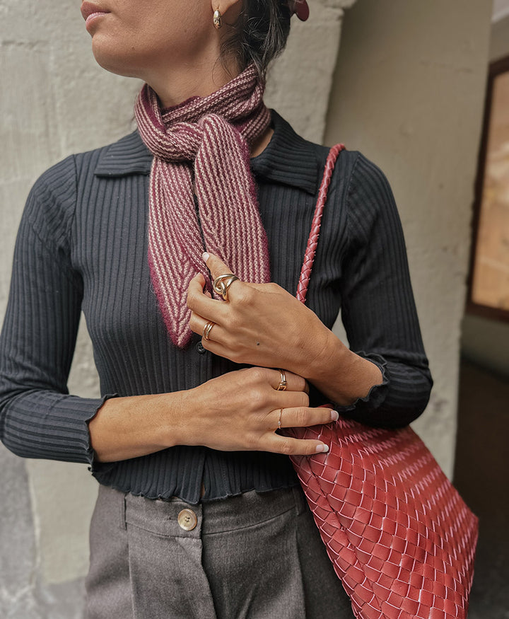Gewebte Ledertasche "PAULINE" - Rouge