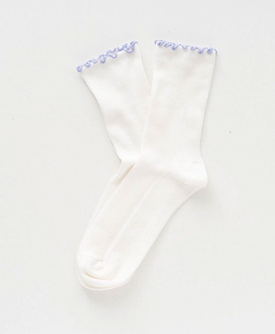 Rüschen Socken - Bio-Baumwolle - Weiss / Flieder