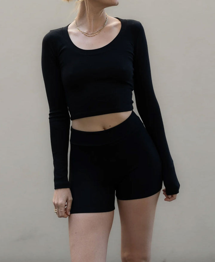 Biker Leggings Shorts aus Tencel  - Schwarz