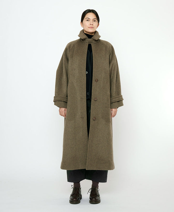 Langer Wollmantel "Balmacaan Coat" - Olive Gray