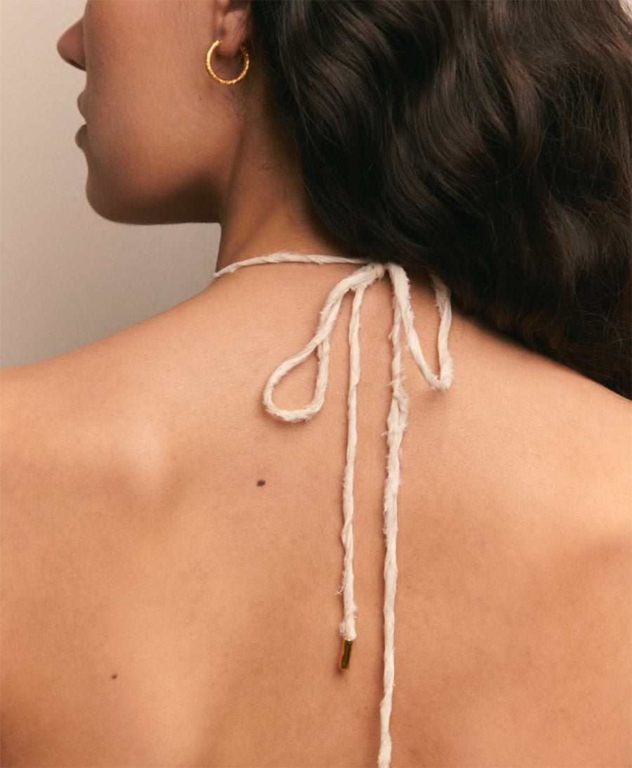 Halskette aus Seide (Ivory) mit Anhänger - Asterina