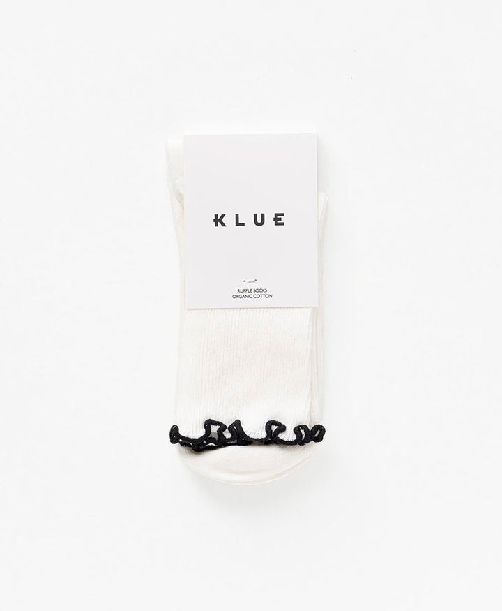 Rüschen Socken - Bio-Baumwolle - Weiss / Schwarz