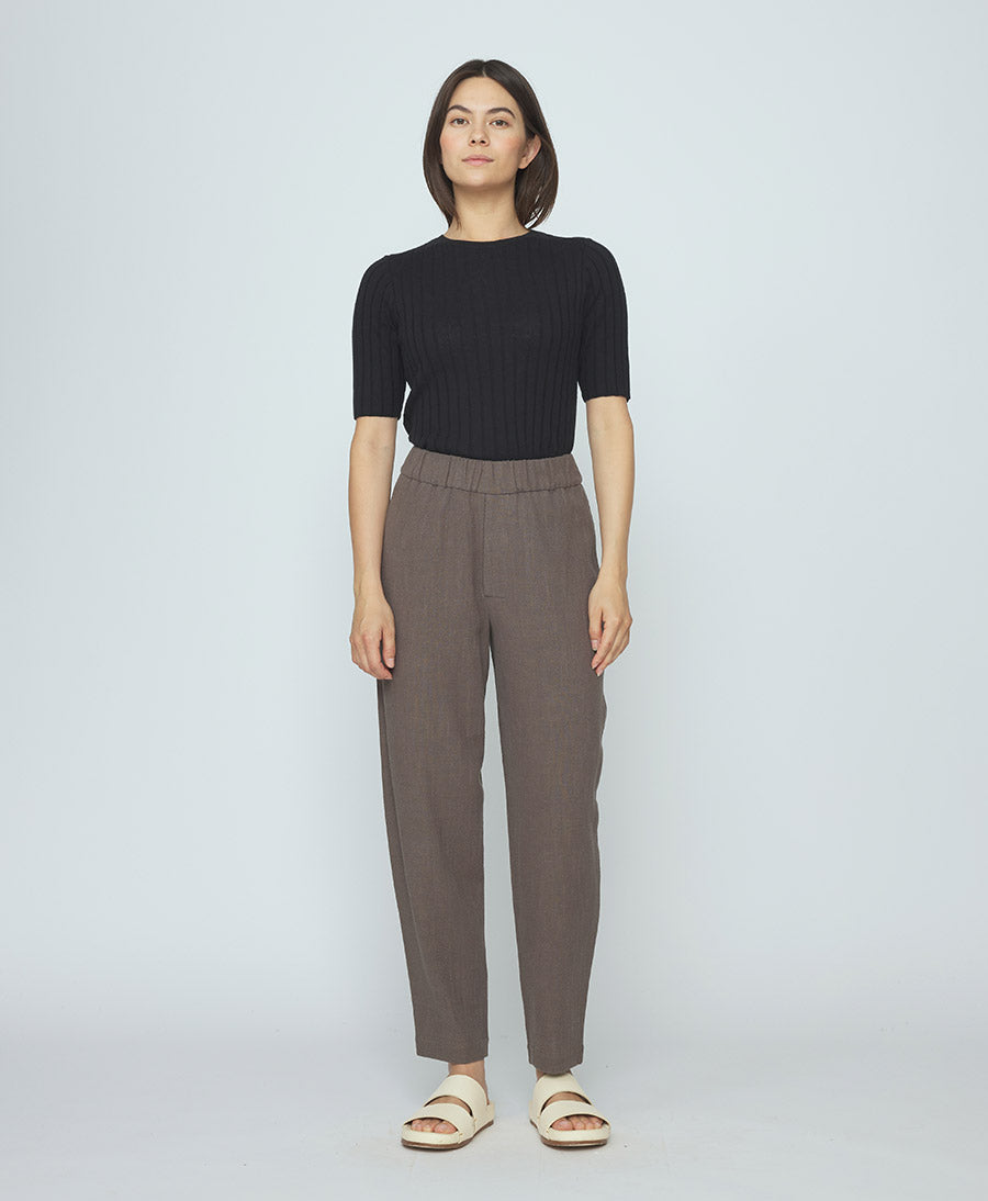 Stoffhose Signature Elastic Pull-Up Trouser - Olivbraun