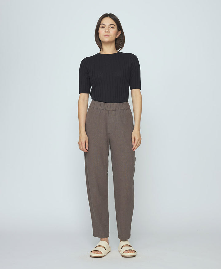 Stoffhose Signature Elastic Pull-Up Trouser - Olivbraun
