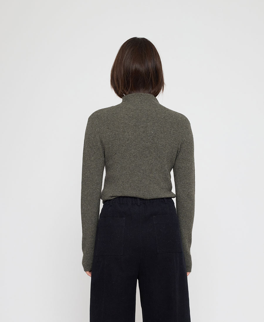 Strickpullover Yak Mock-Neck - Sage Gray