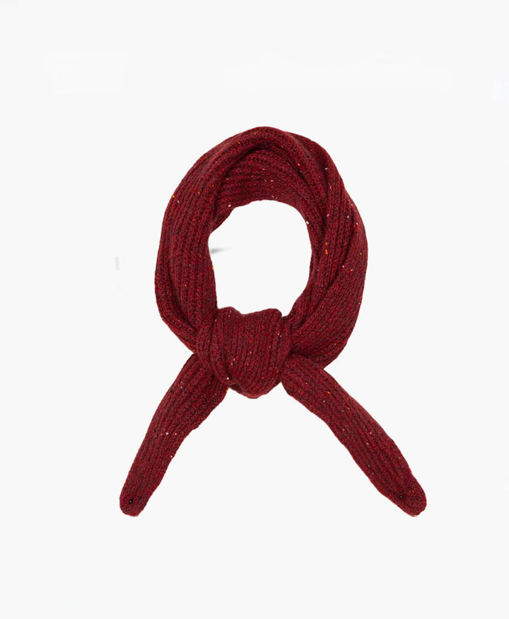 Kleiner Gestrickter Schal aus Kaschmir - Dunkelrot, gesprenkelt