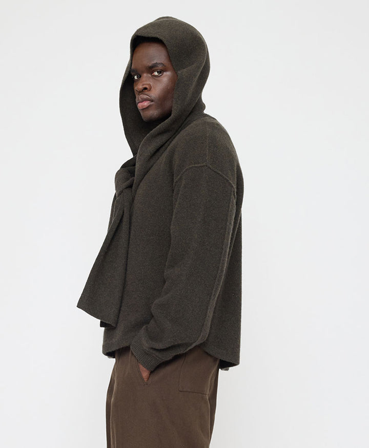Schal mit Kapuze "Hooded Scarf" - Olivbraun