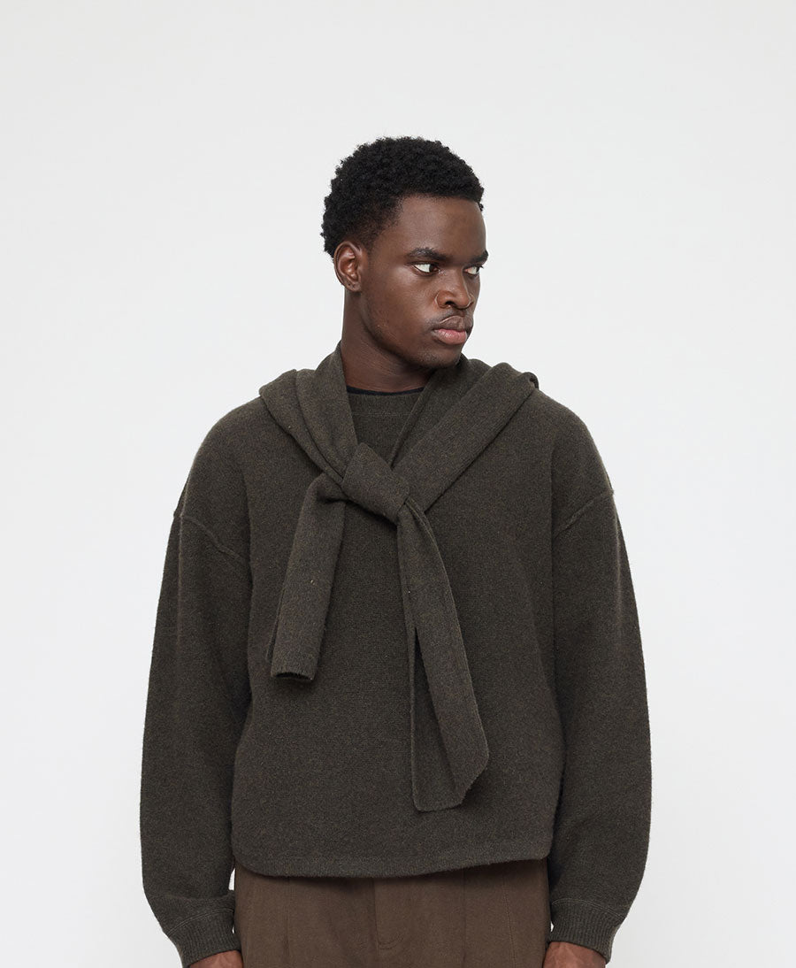 Schal mit Kapuze "Hooded Scarf" - Olivbraun