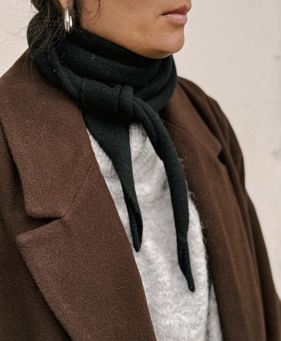 Triangel-Strickschal / Bandana aus Kaschmir - Schwarz