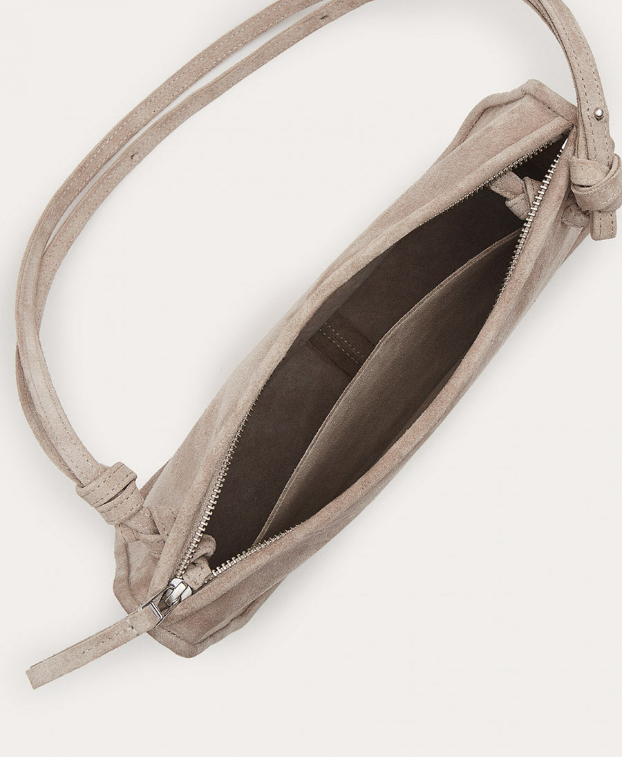 Umhängetasche aus Leder "Suzanne M" - Velvet - Grau
