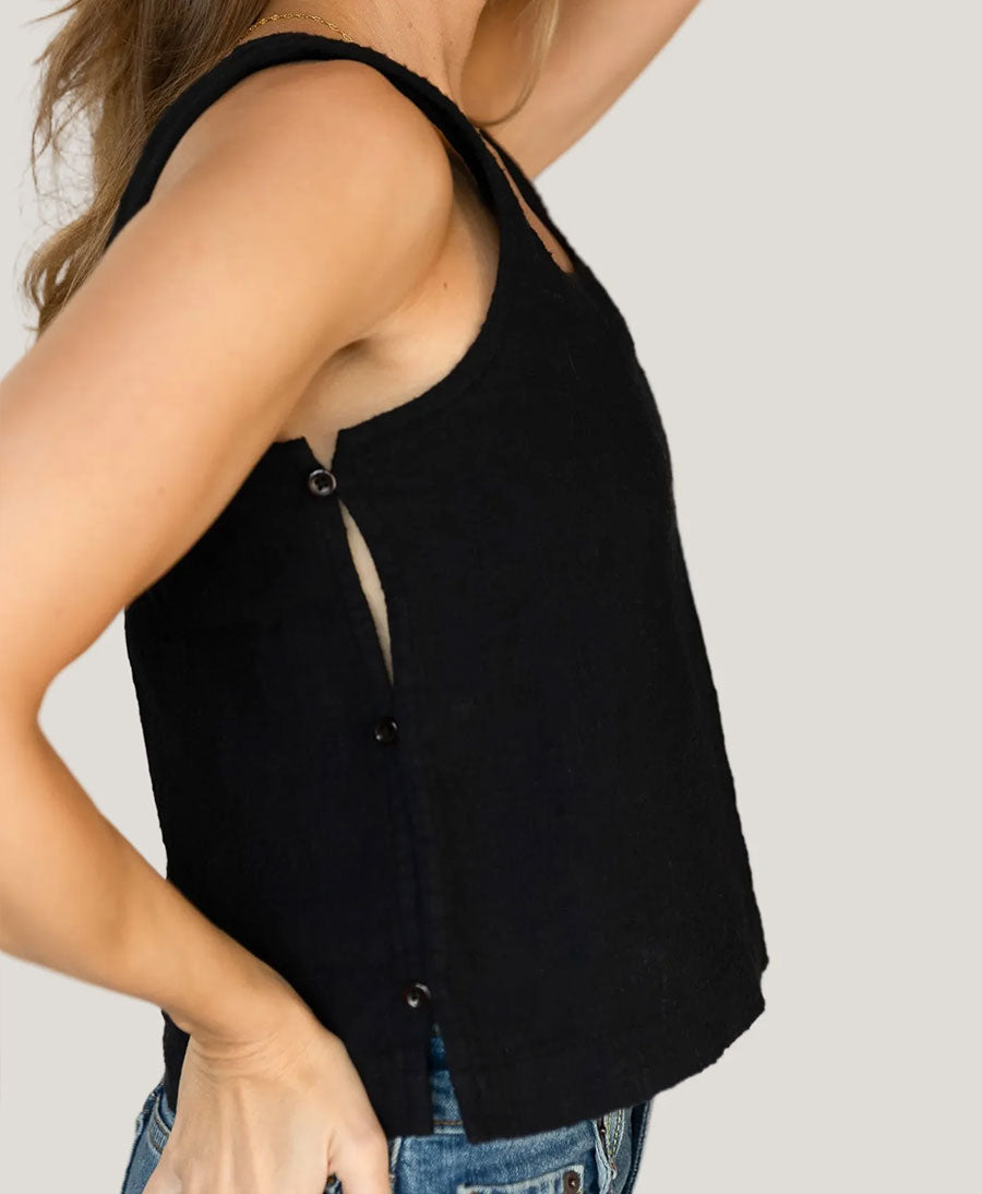 Cropped Top aus Bio-Baumwolle  - Schwarz