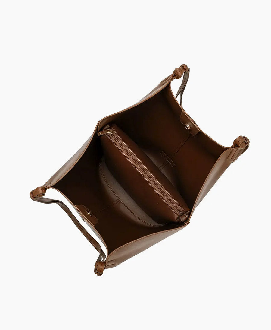 Schultertasche LYDIA aus veganem Leder - Braun