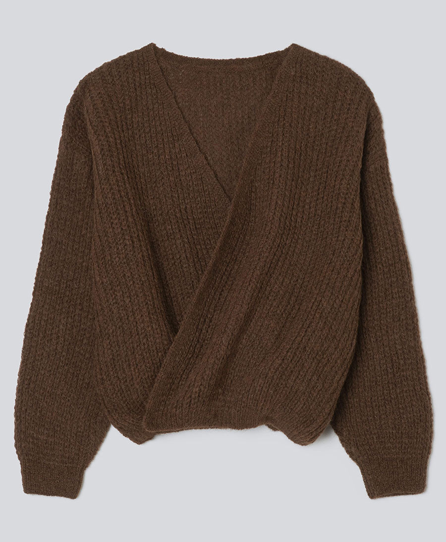 Leichter Strick-Wickelcardigan VEGA - Braun