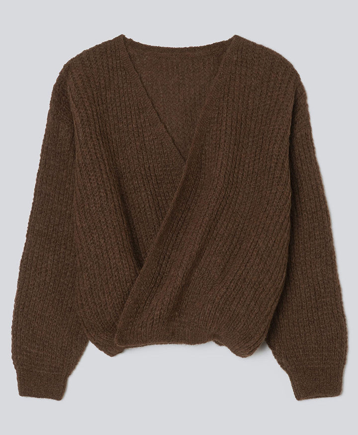 Leichter Strick-Wickelcardigan VEGA - Braun