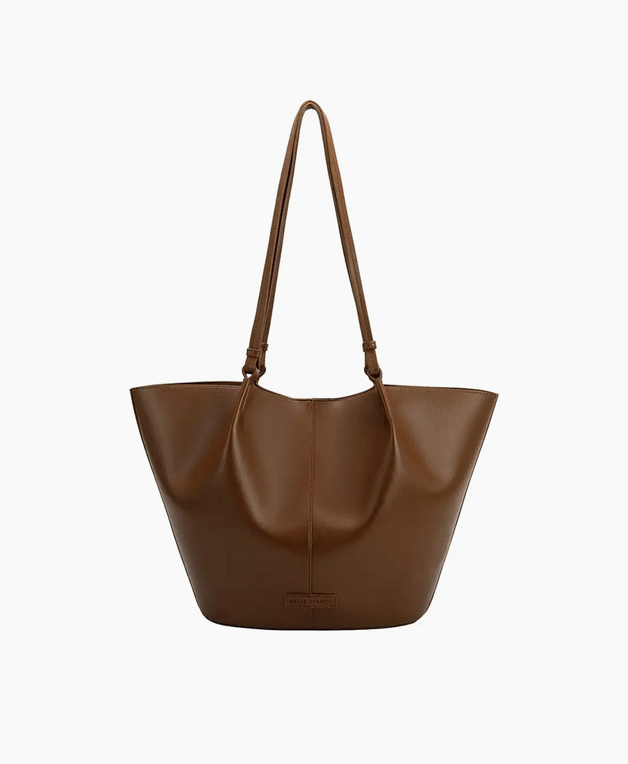 Schultertasche LYDIA aus veganem Leder - Braun