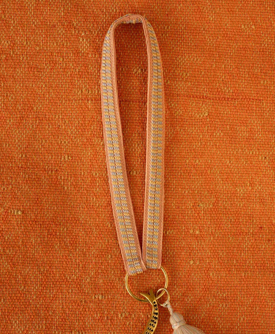 Kurzes Schlüsselband mit vergoldetem Karabiner - Cotton Candy