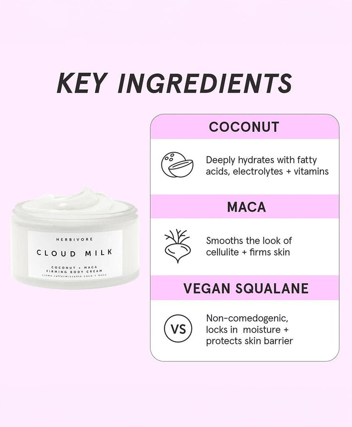 CLOUD MILK Coconut + Maca Body Cream Straffende Körpercreme - Herbivore Botanicals - clomes