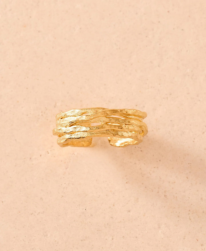 Koralle Fingerring vergoldet