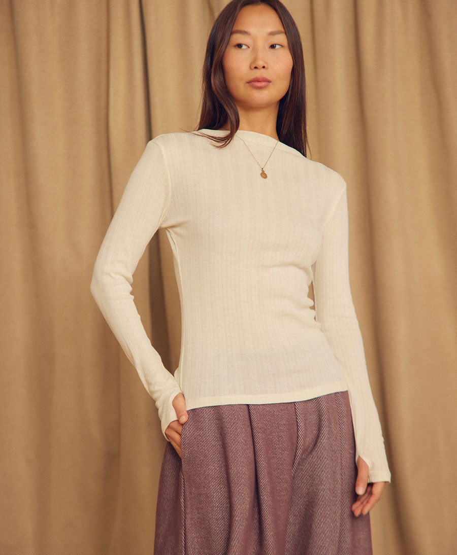 Rib Top / Oberteil - Ecru