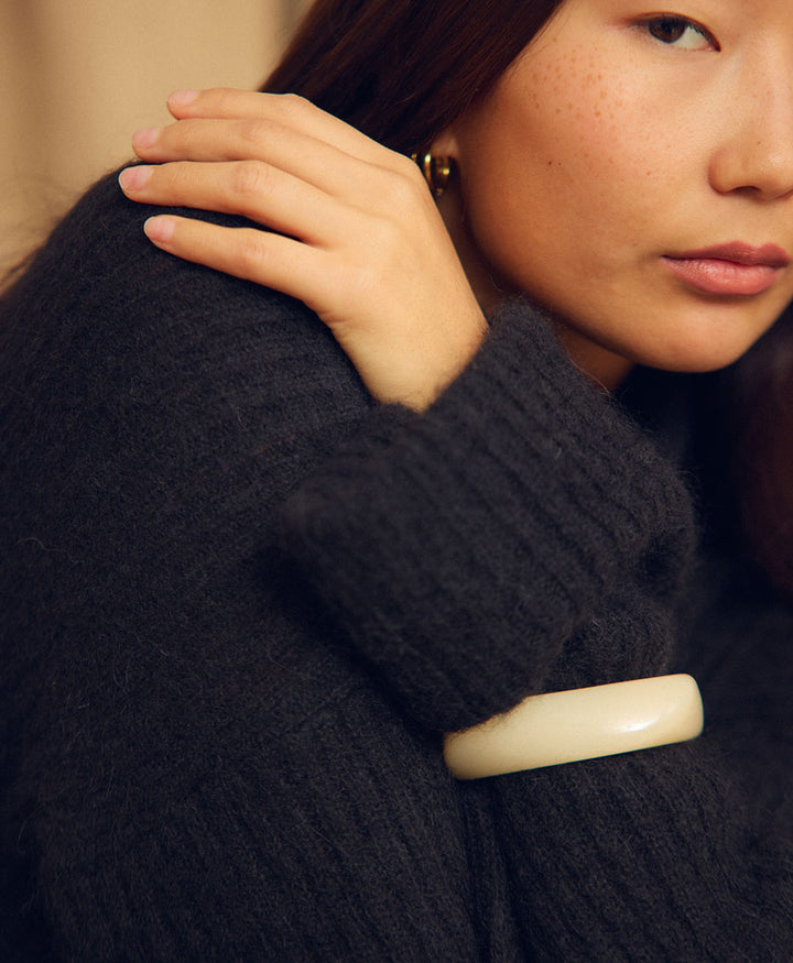 Warmer Rollkragenpullover - Schwarz