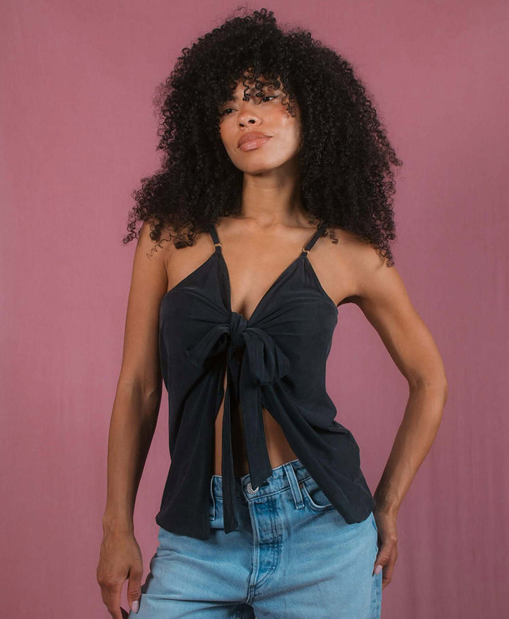 Reversible Cami Top aus Cupro Jersey - Anthrazit