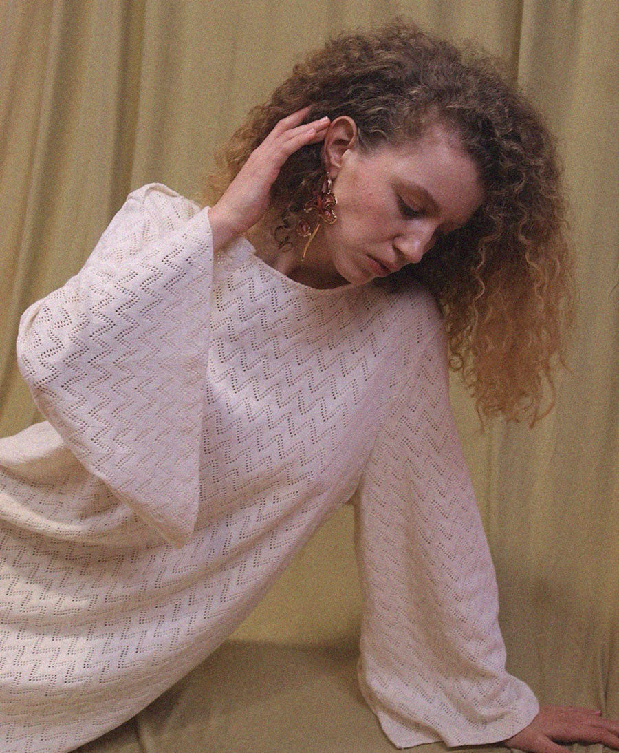 Häkelkleid - Mini Crochet Dress - Ecru