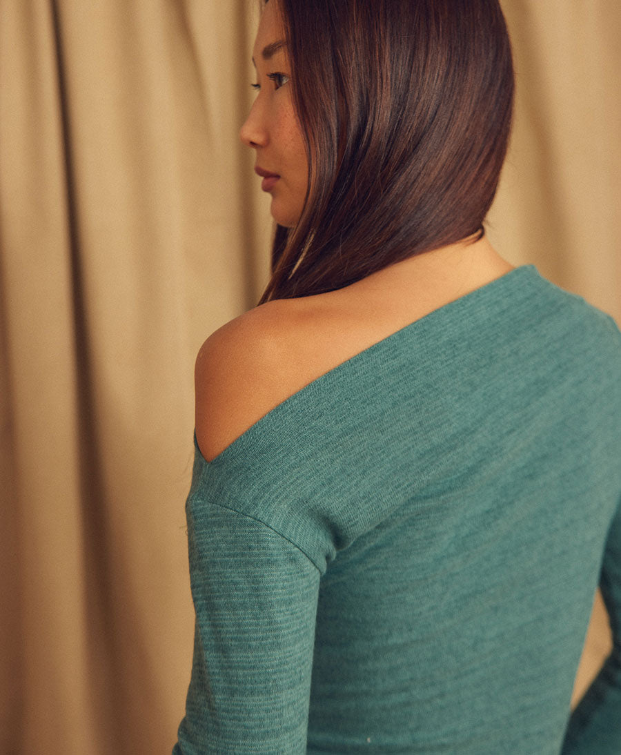 Drape Top / Oberteil mit drapiertem Ausschnitt - Türkis